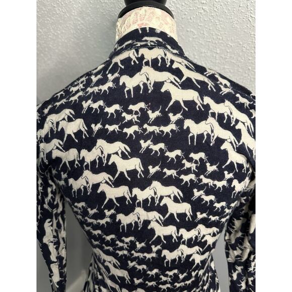 *FIRM* Tory Burch Wool Horse Equestrian Print Big Button Cardigan Small READ - Picture 3 of 8